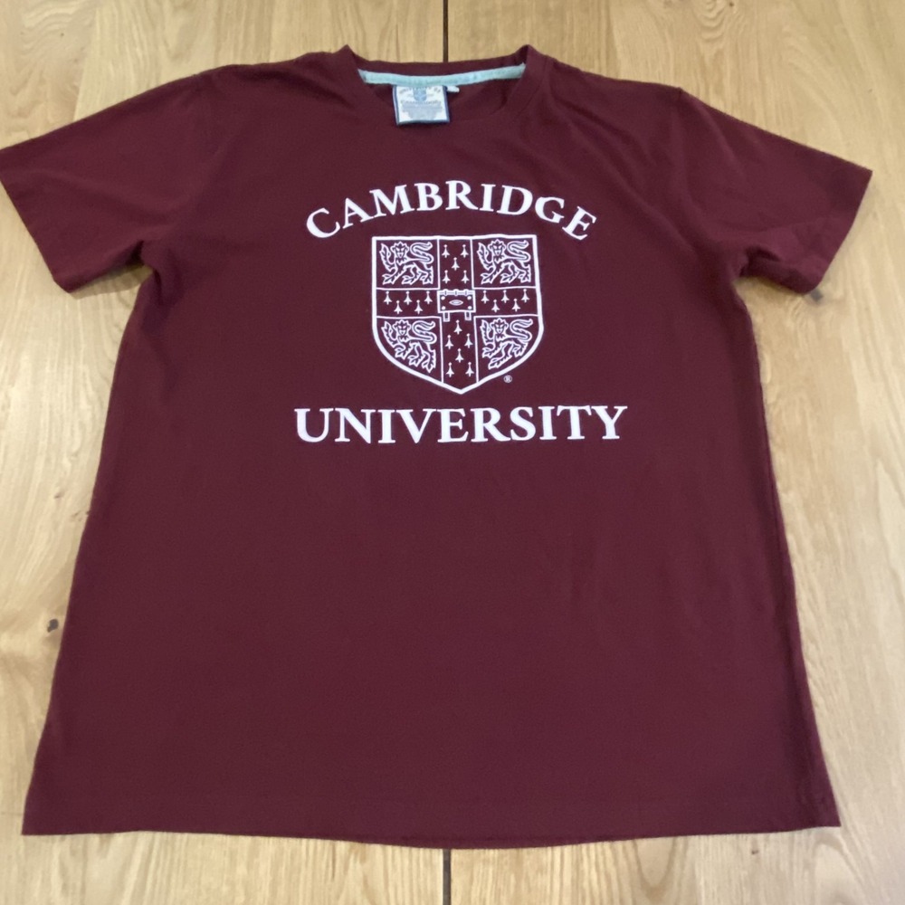 Y2K Cambridge University Crest Logo‎ T-shirt Maroon Red Size Large